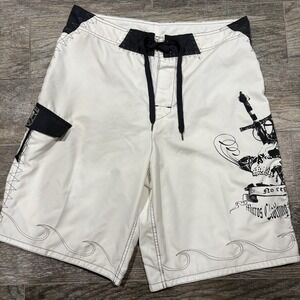 Micros Y2K Men's Board Shorts Swim White Black Sz 33